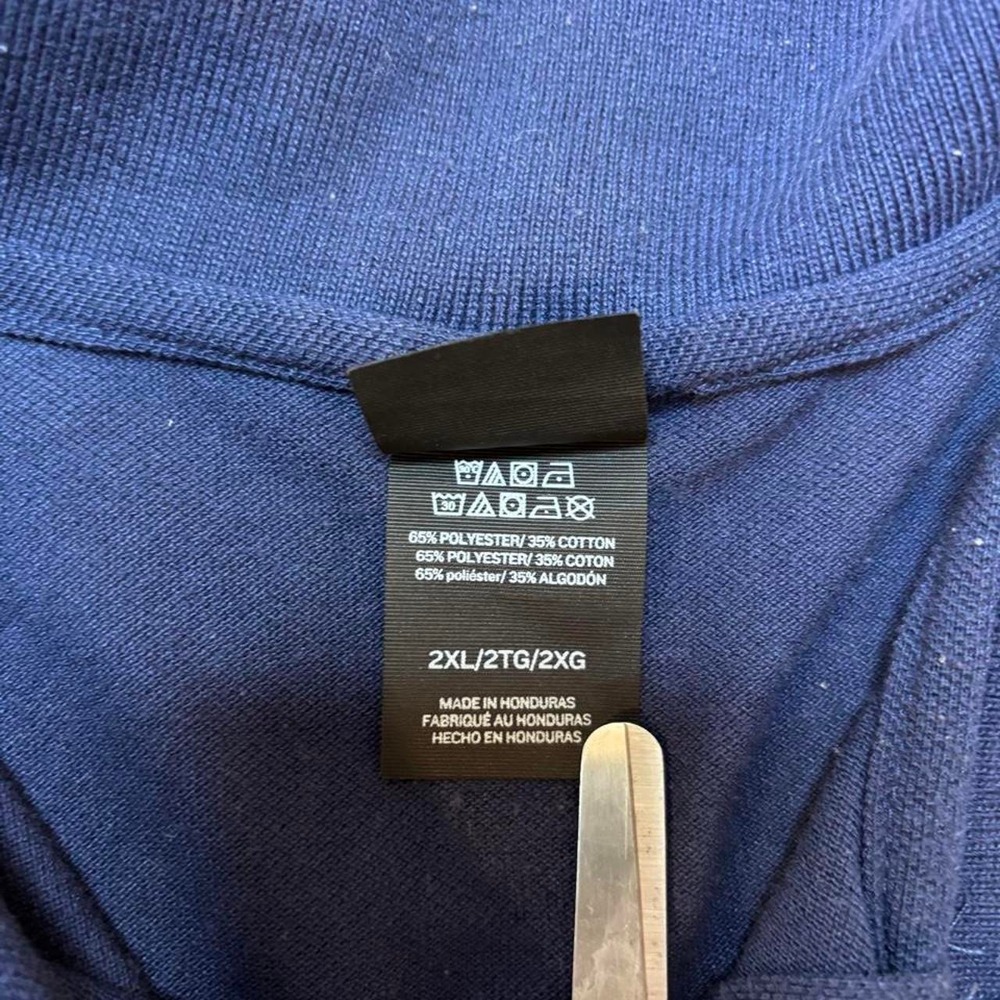 Hanes X-Temp Navy Blue Short Sleeve Polo Shirt Mens 2XL Pique Moisture Wicking - Picture 7 of 7